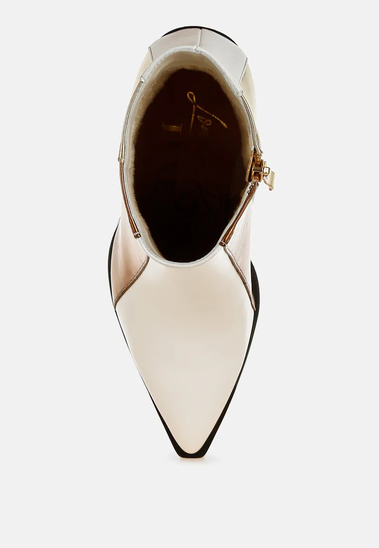 Three Tone Block Heel Boots By RAG