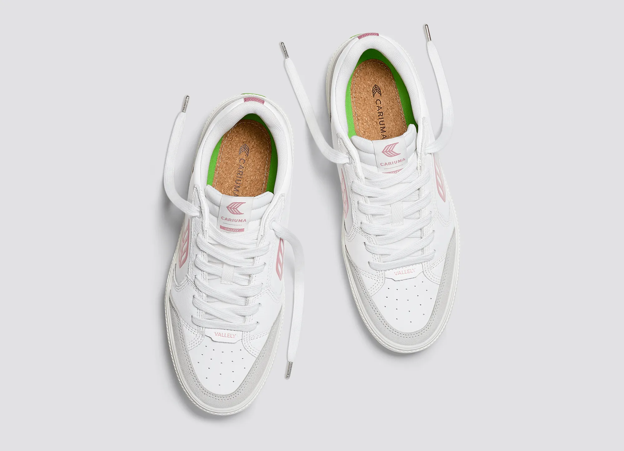 VALLELY White Leather Vintage White Suede Blush Pink Logo Sneaker Men