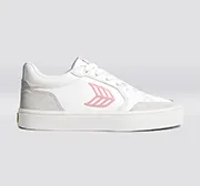 VALLELY White Leather Vintage White Suede Blush Pink Logo Sneaker Men