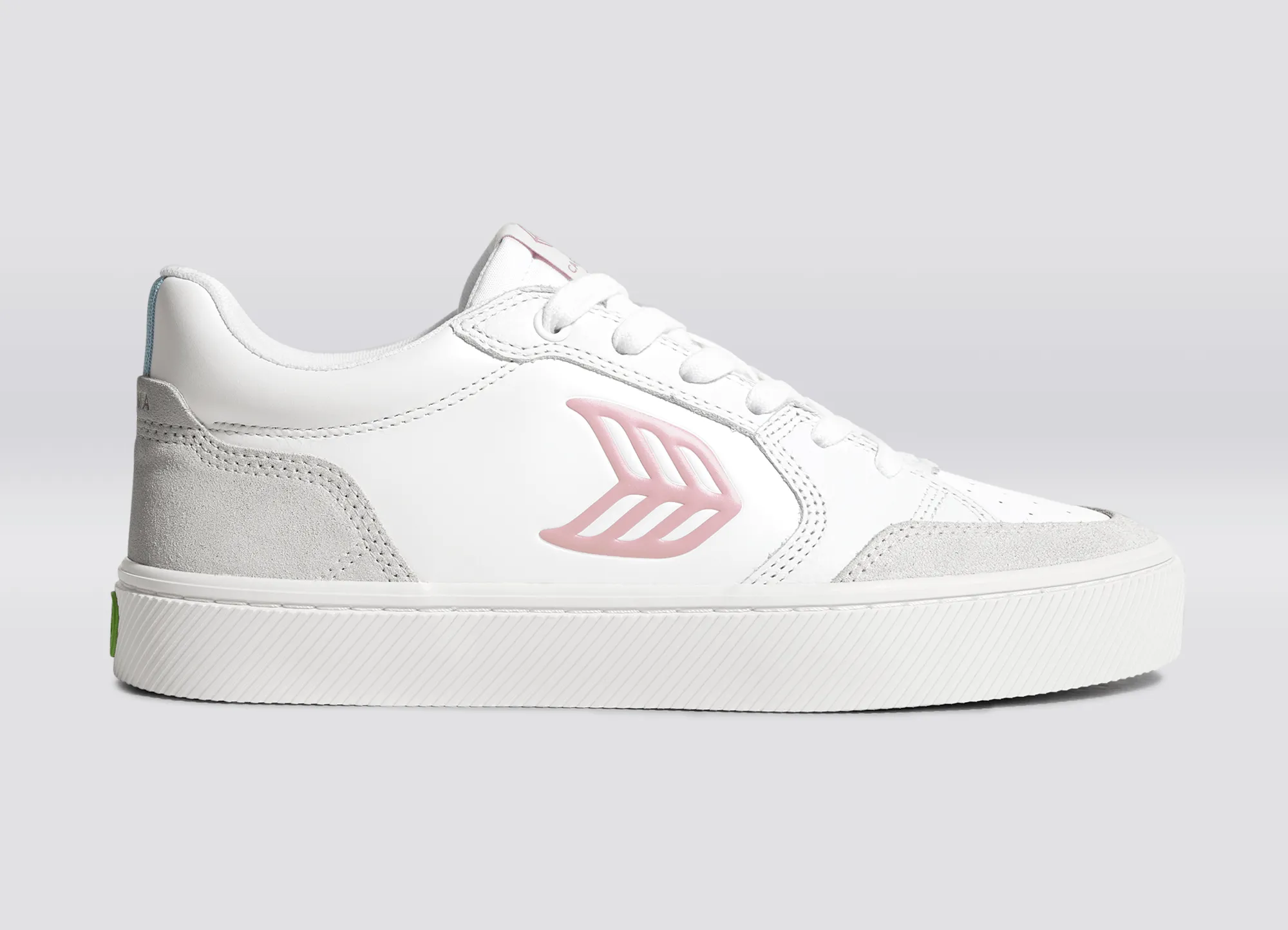 VALLELY White Leather Vintage White Suede Blush Pink Logo Sneaker Men