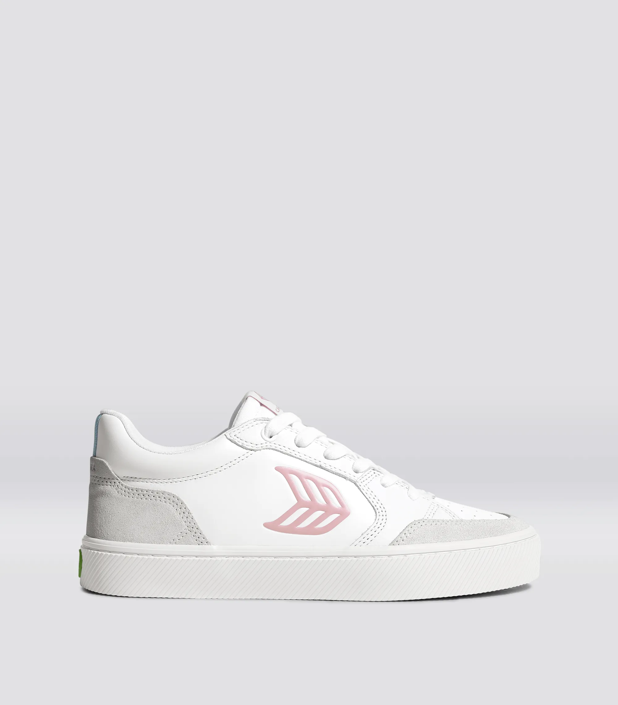 VALLELY White Leather Vintage White Suede Blush Pink Logo Sneaker Men