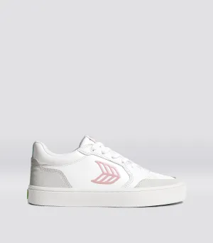 VALLELY White Leather Vintage White Suede Blush Pink Logo Sneaker Men