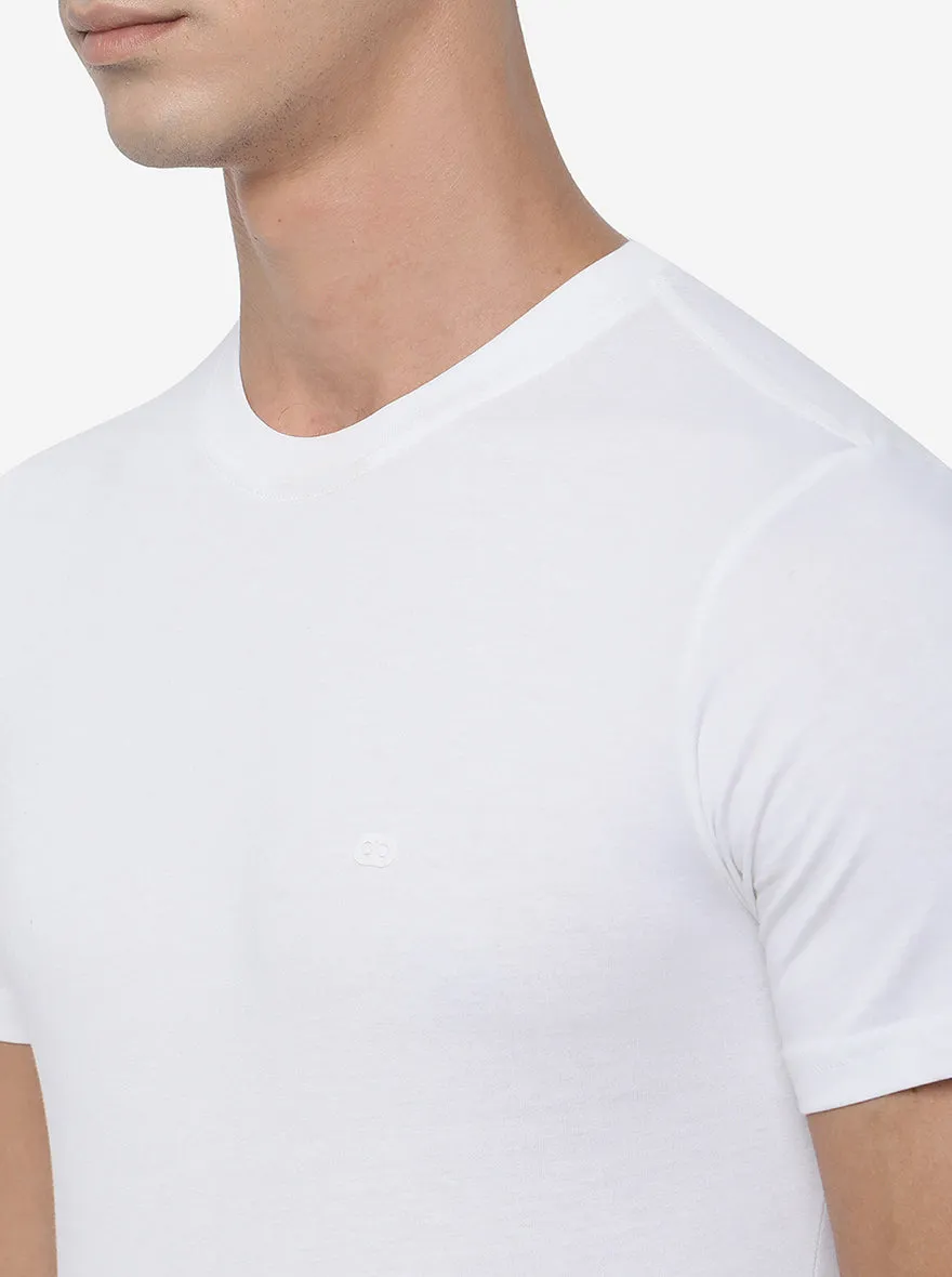 White Solid Slim Fit T-Shirt | JadeBlue