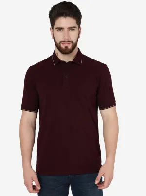Wine Solid Slim Fit Polo T-Shirt | JadeBlue