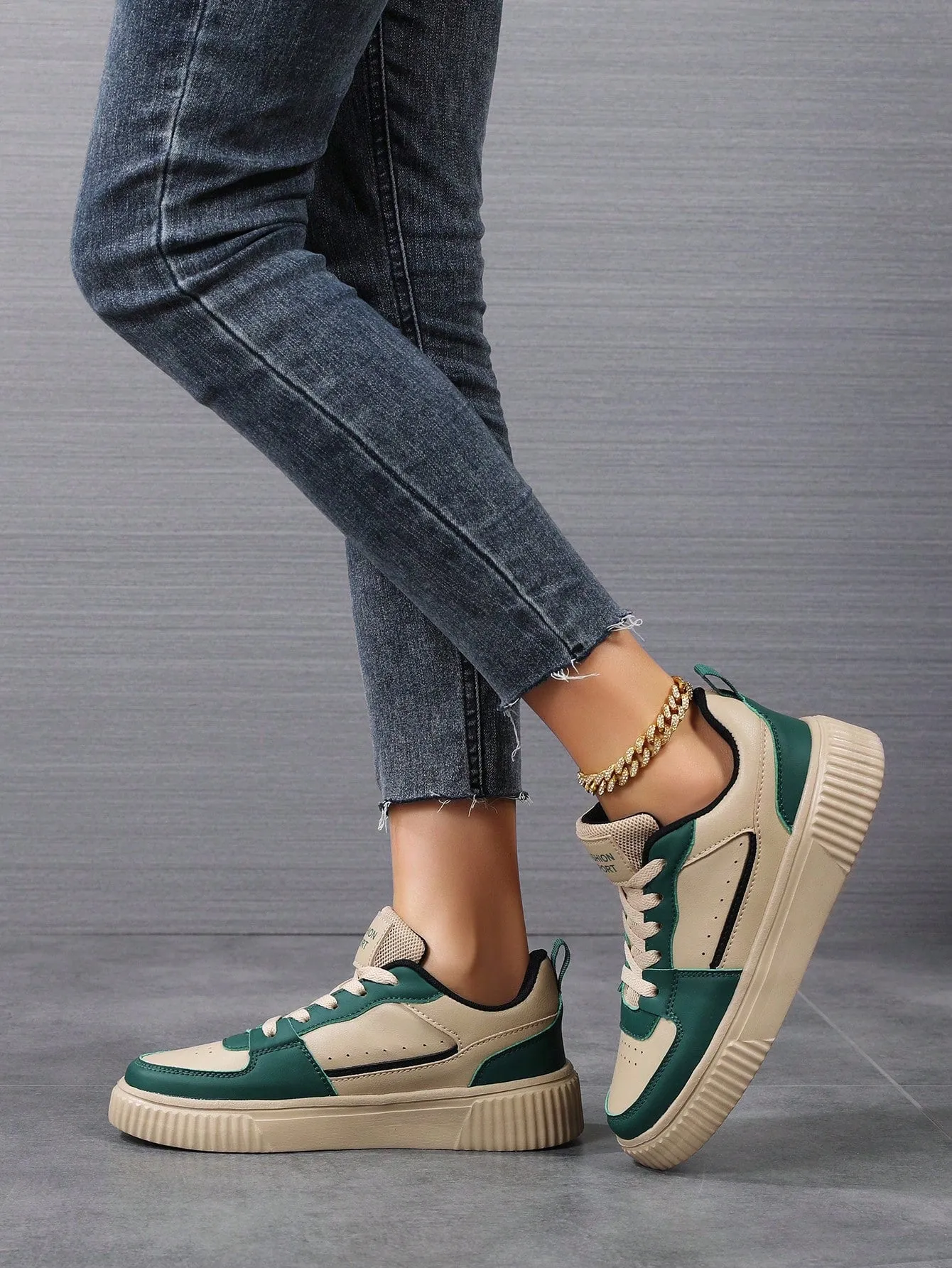 Women Lace-Up Casual Sneakers, Sports Shoes, Skateboard Shoes, Lightweight Street-Style Athletic Shoes For Women