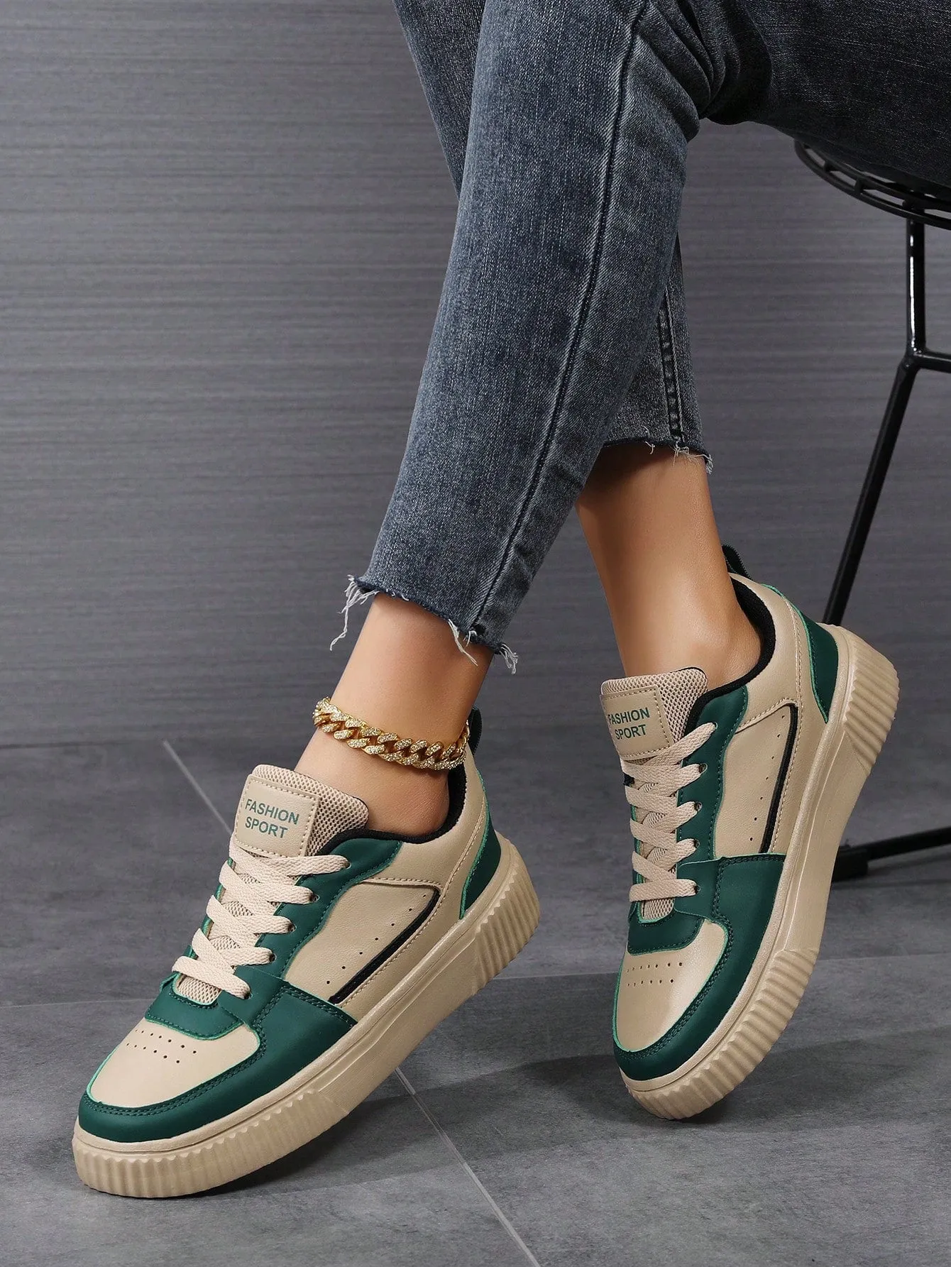 Women Lace-Up Casual Sneakers, Sports Shoes, Skateboard Shoes, Lightweight Street-Style Athletic Shoes For Women