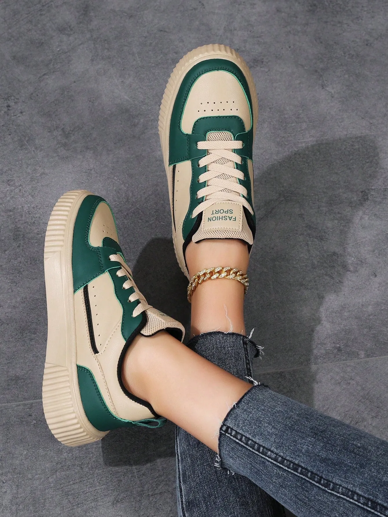 Women Lace-Up Casual Sneakers, Sports Shoes, Skateboard Shoes, Lightweight Street-Style Athletic Shoes For Women