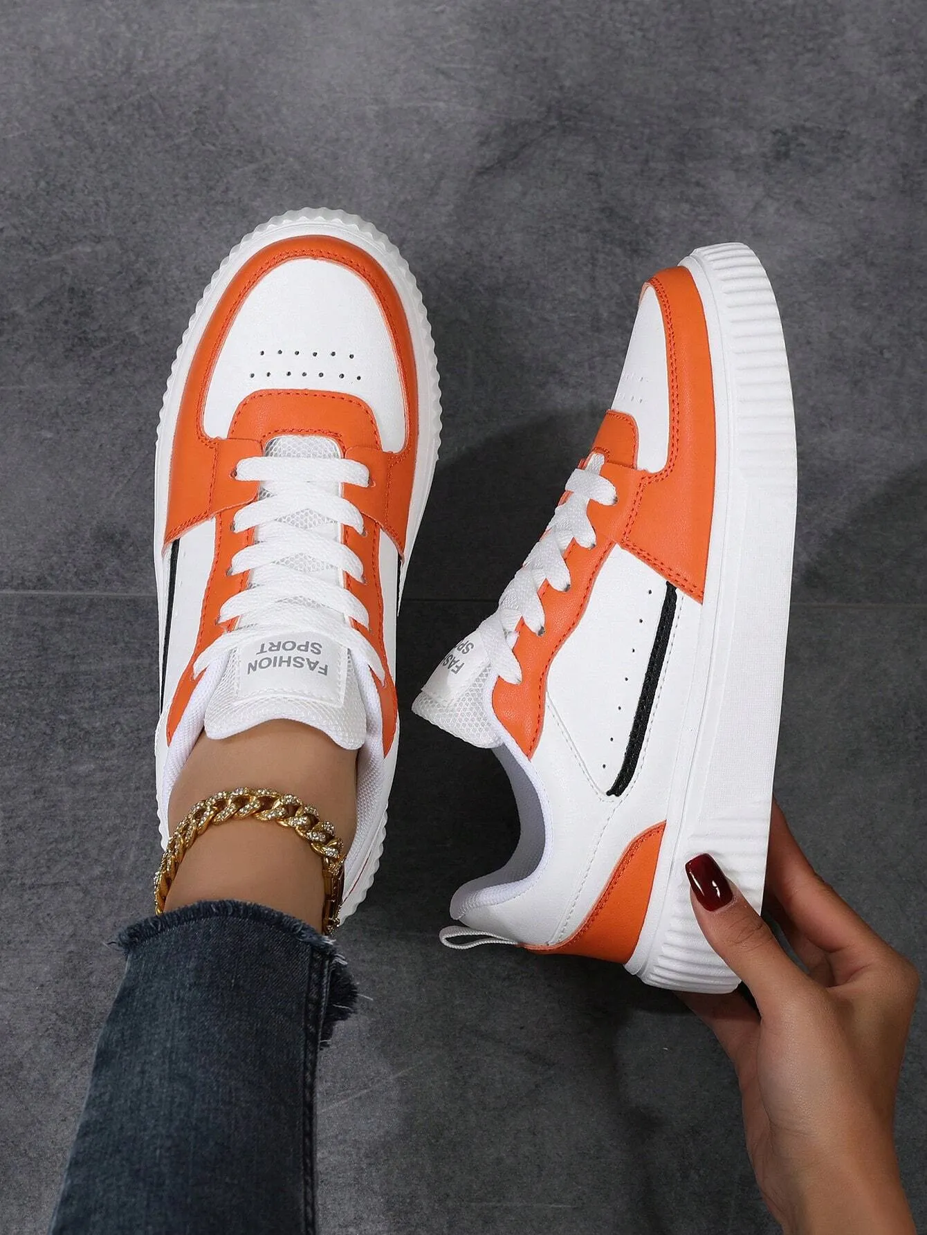 Women Lace-Up Casual Sneakers, Sports Shoes, Skateboard Shoes, Lightweight Street-Style Athletic Shoes For Women