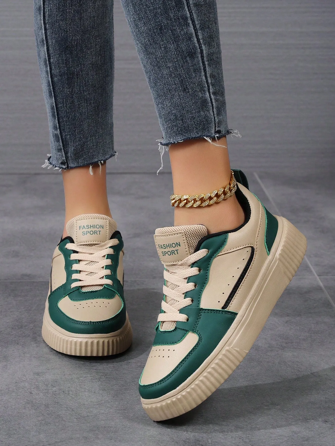 Women Lace-Up Casual Sneakers, Sports Shoes, Skateboard Shoes, Lightweight Street-Style Athletic Shoes For Women
