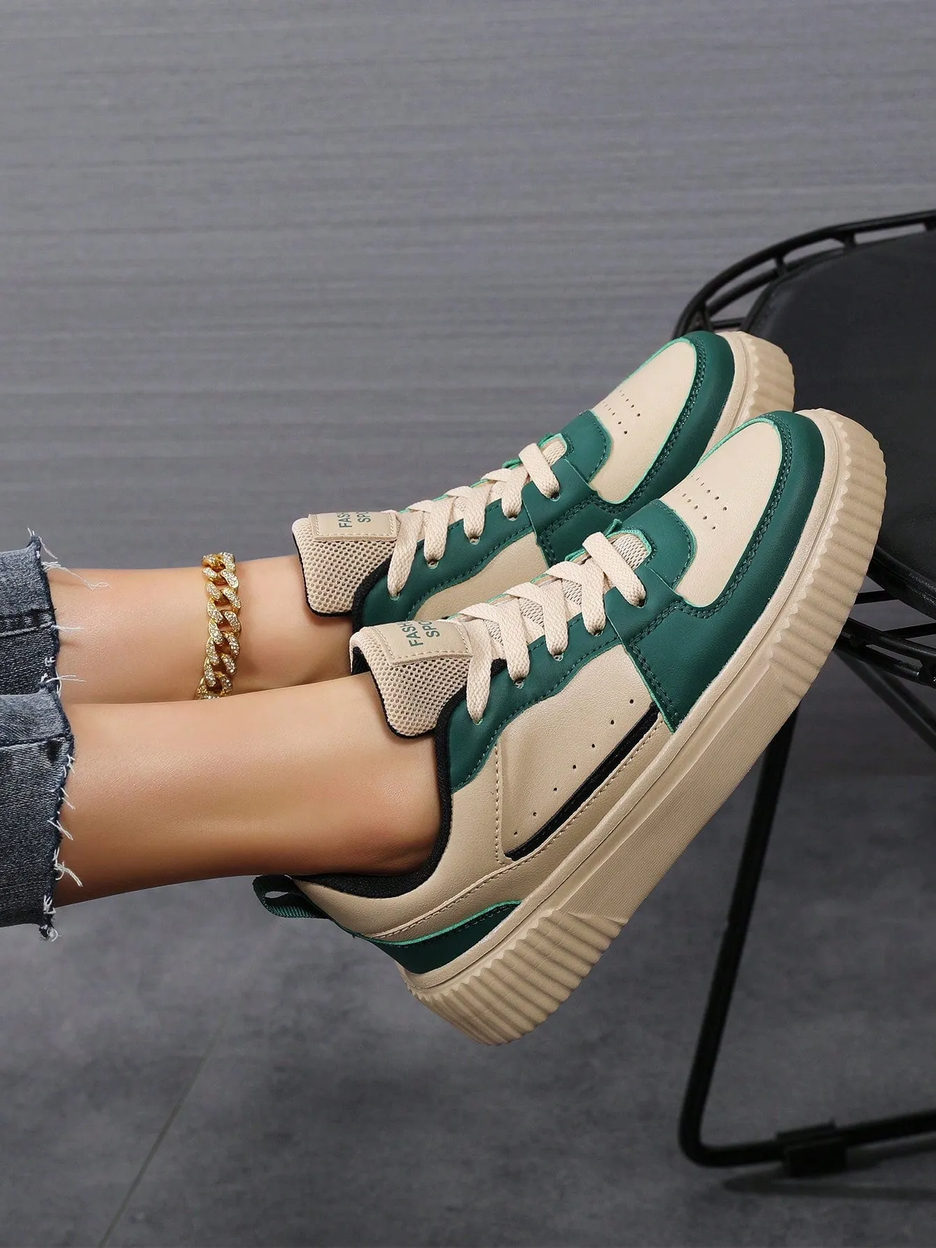 Women Lace-Up Casual Sneakers, Sports Shoes, Skateboard Shoes, Lightweight Street-Style Athletic Shoes For Women