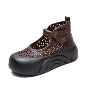 Women Spring Platform High-Top Sandals Hollow-Out Breathable Boots