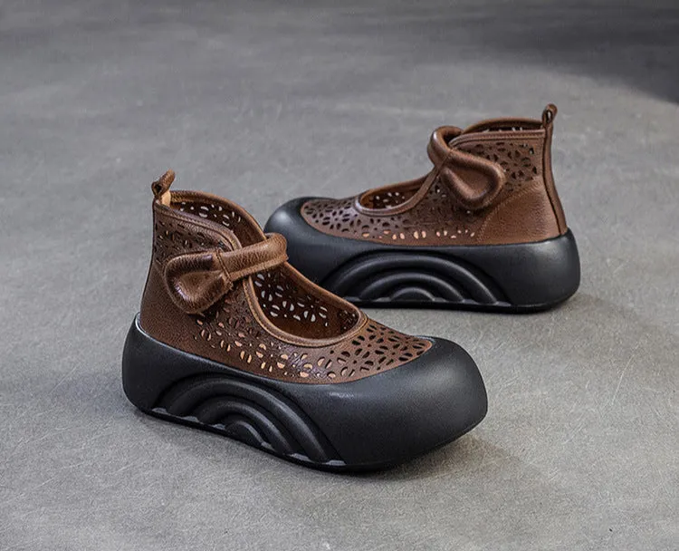 Women Spring Platform High-Top Sandals Hollow-Out Breathable Boots