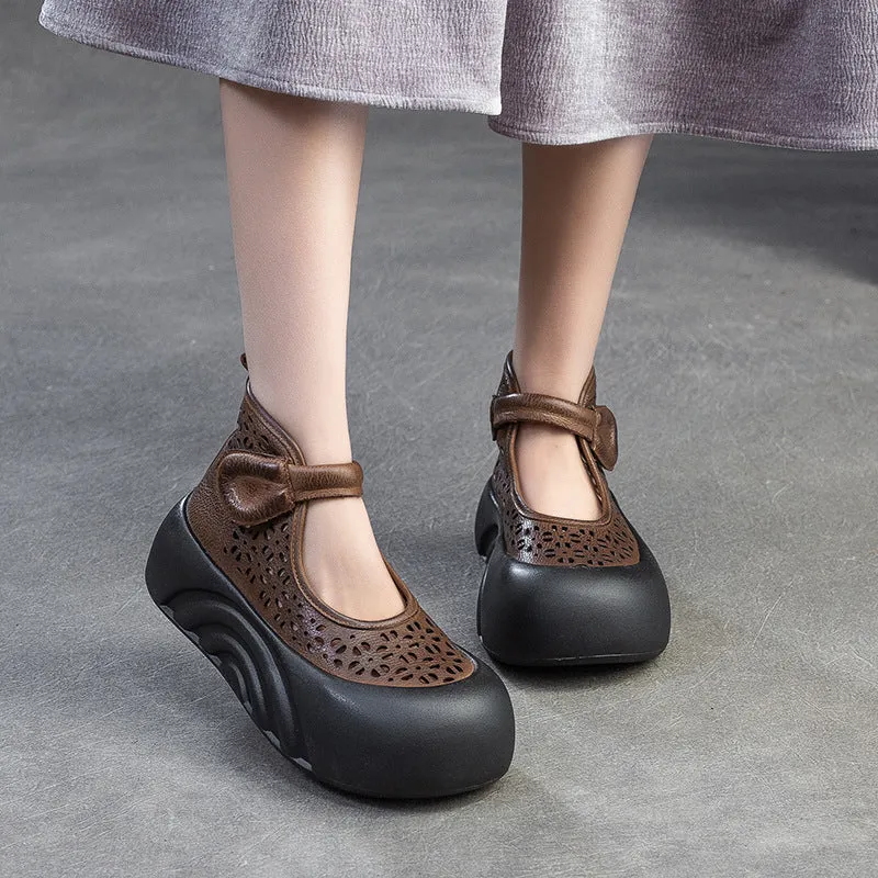 Women Spring Platform High-Top Sandals Hollow-Out Breathable Boots