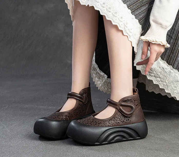 Women Spring Platform High-Top Sandals Hollow-Out Breathable Boots