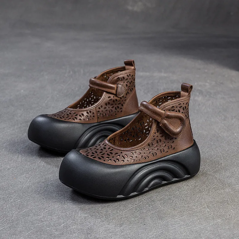 Women Spring Platform High-Top Sandals Hollow-Out Breathable Boots