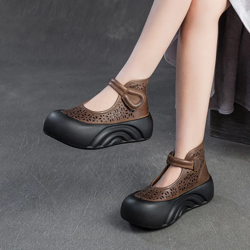 Women Spring Platform High-Top Sandals Hollow-Out Breathable Boots