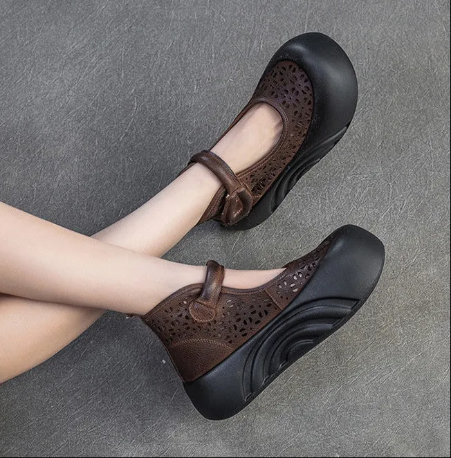 Women Spring Platform High-Top Sandals Hollow-Out Breathable Boots