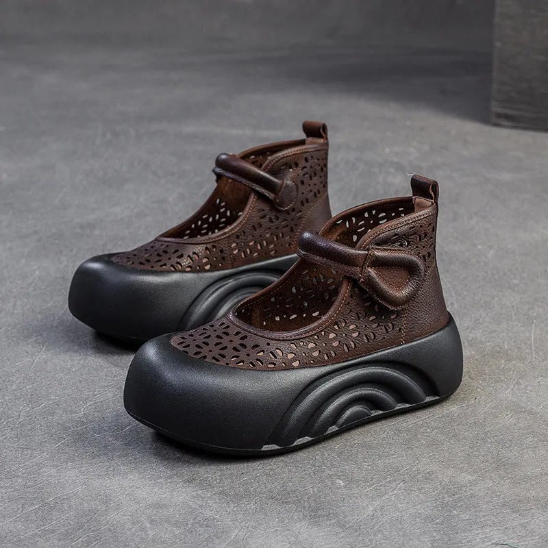 Women Spring Platform High-Top Sandals Hollow-Out Breathable Boots