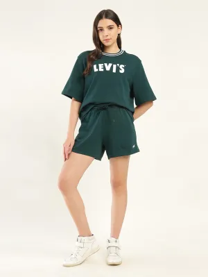 Women's Brand Logo Green Crew Neck Co-ord Set