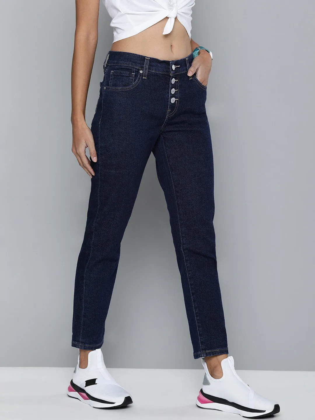 Women's Indigo Straight Fit High Rise Jeans