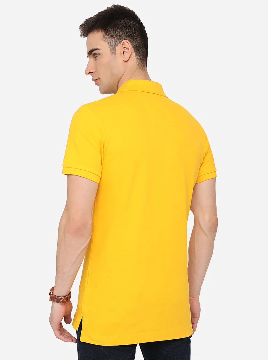 Yellow Solid Slim Fit Polo T-Shirt | JadeBlue