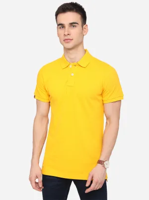 Yellow Solid Slim Fit Polo T-Shirt | JadeBlue