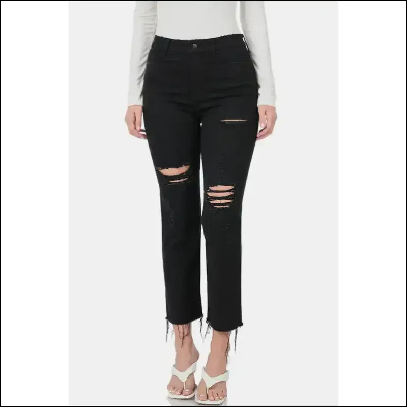 Zenana Distressed Raw Hem Cropped Jeans: Look Like a Snack, Feel Like a Boss! 🍔✨
